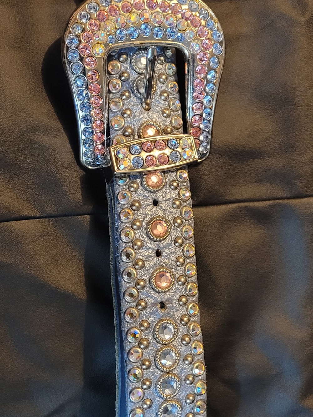 Kippys Pink & Blue Swarovski Crystal Leather Belt. Absolutely Gorgeous In Person - Picture 8 of 8